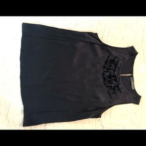 Luxe L navy blue ruffles silk sleeveless blouse